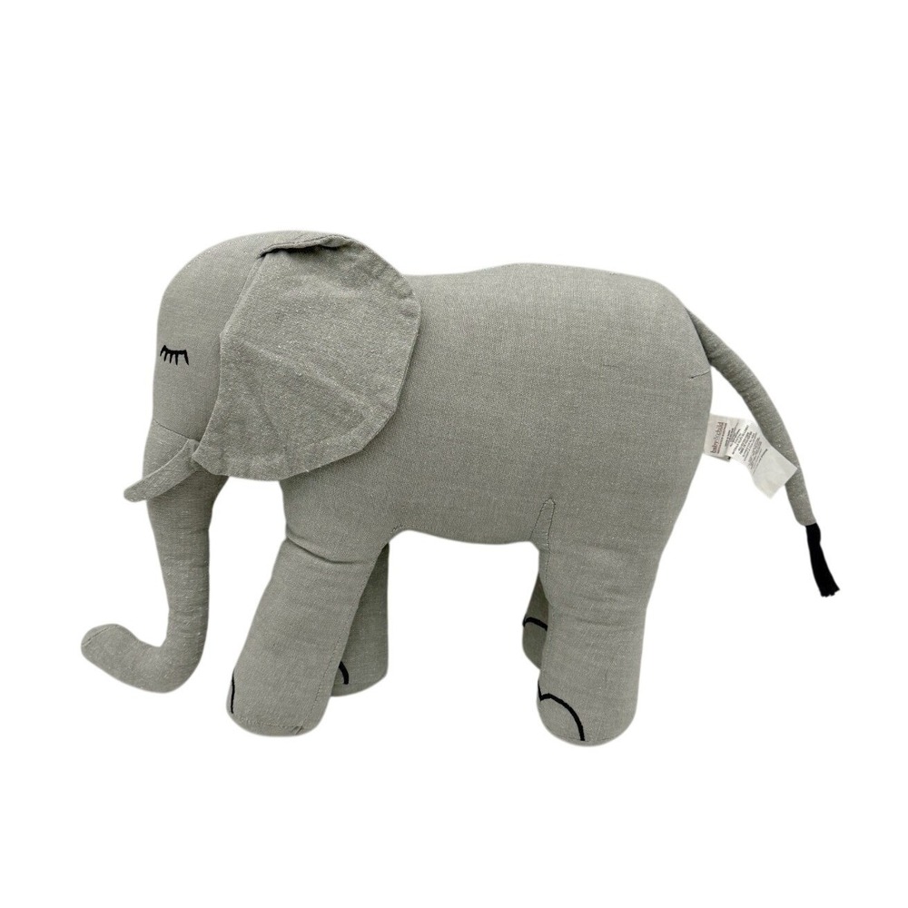 RH Baby & Child Gray Elephant Cotton Knit Plush Stuffed Safari Animal Toy 16x12"
